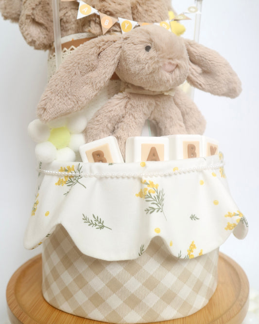 Jellycat大地色兔仔雙層尿片蛋糕 Jellycat Bashful Beige Bunny Two-Tier Diaper Cake