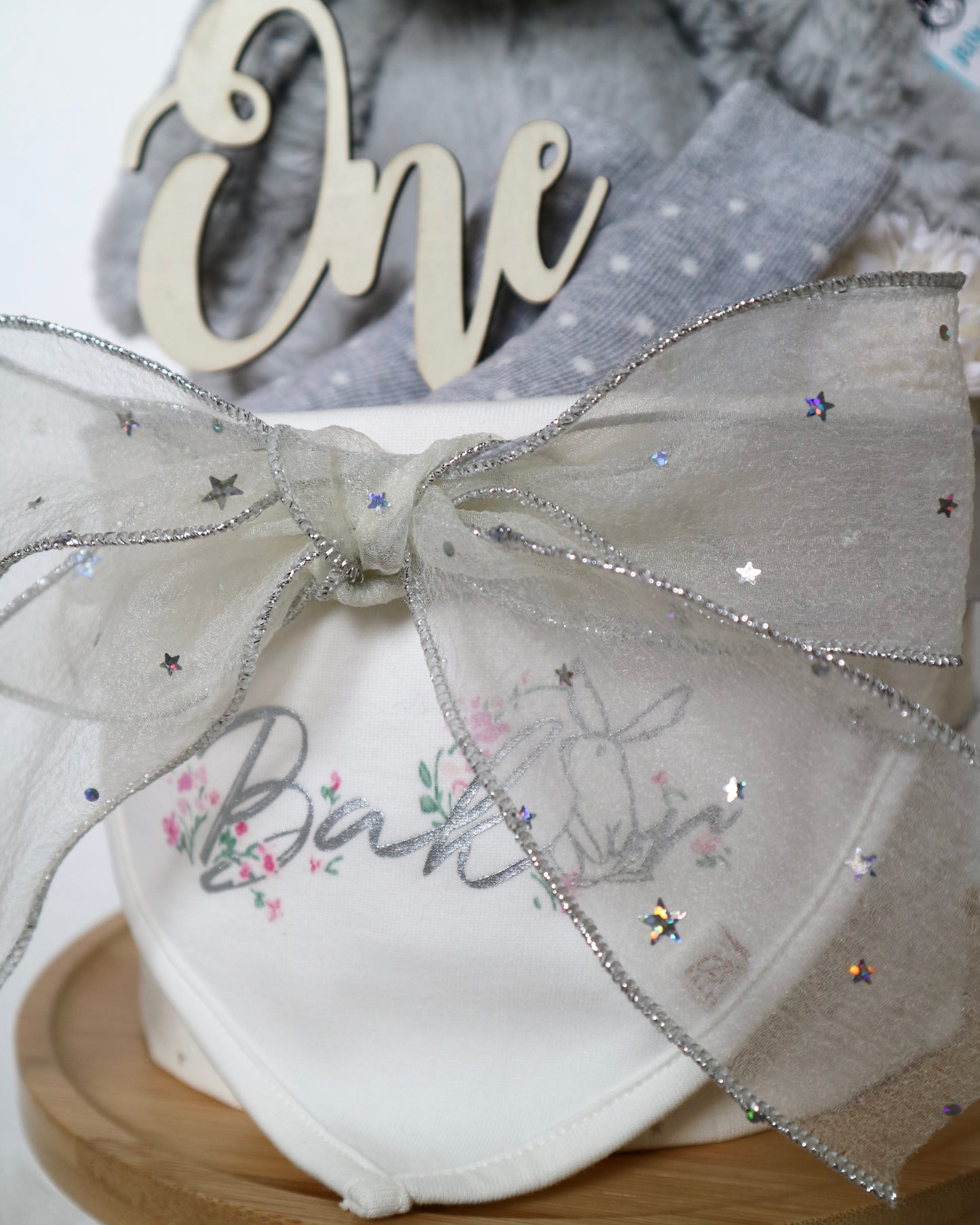 Jellycat灰色兔仔單層尿片蛋糕 Jellycat Bashful Silver Bunny One-Tier Diaper Cake