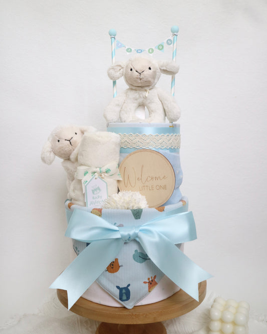 Jellycat羊咩咩雙層尿片蛋糕 Jellycat Little Lamb Two-Tier Diaper Cake