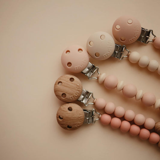 Mushie - 矽膠嬰兒奶嘴夾 Silicone Pacifier Clip | Hera (Blush)