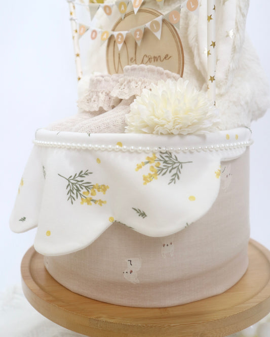 Jellycat 大地色系奶油兔仔單層尿片蛋糕 Jellycat Bashful Cream Bunny One-Tier Diaper Cake (Earth Tone)