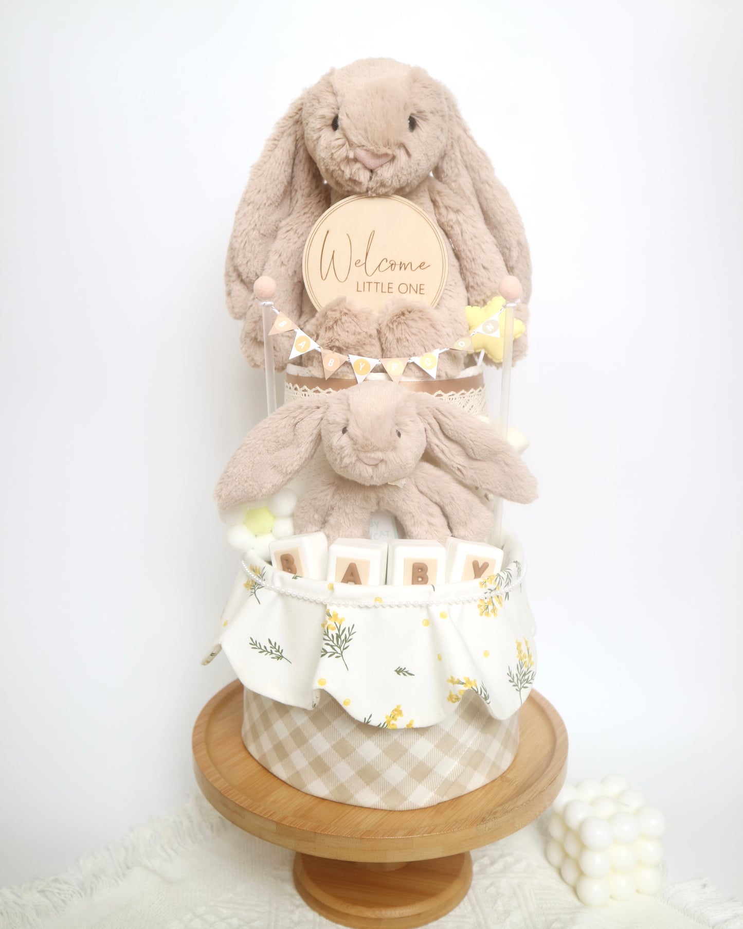 Jellycat大地色兔仔雙層尿片蛋糕 Jellycat Bashful Beige Bunny Two-Tier Diaper Cake