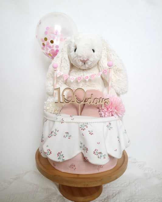 Jellycat奶白色兔仔單層尿片蛋糕 Jellycat Bashful Cream Bunny One-Tier Diaper Cake