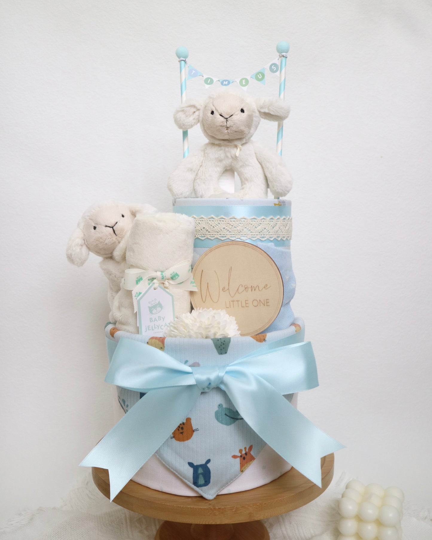 Jellycat羊咩咩雙層尿片蛋糕 Jellycat Little Lamb Two-Tier Diaper Cake