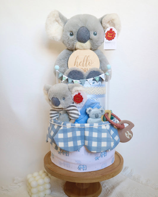 Keel Toys 樹熊雙層尿片蛋糕 (藍色) Keel Toys Koala Two-Tier Diaper Cake (Blue)