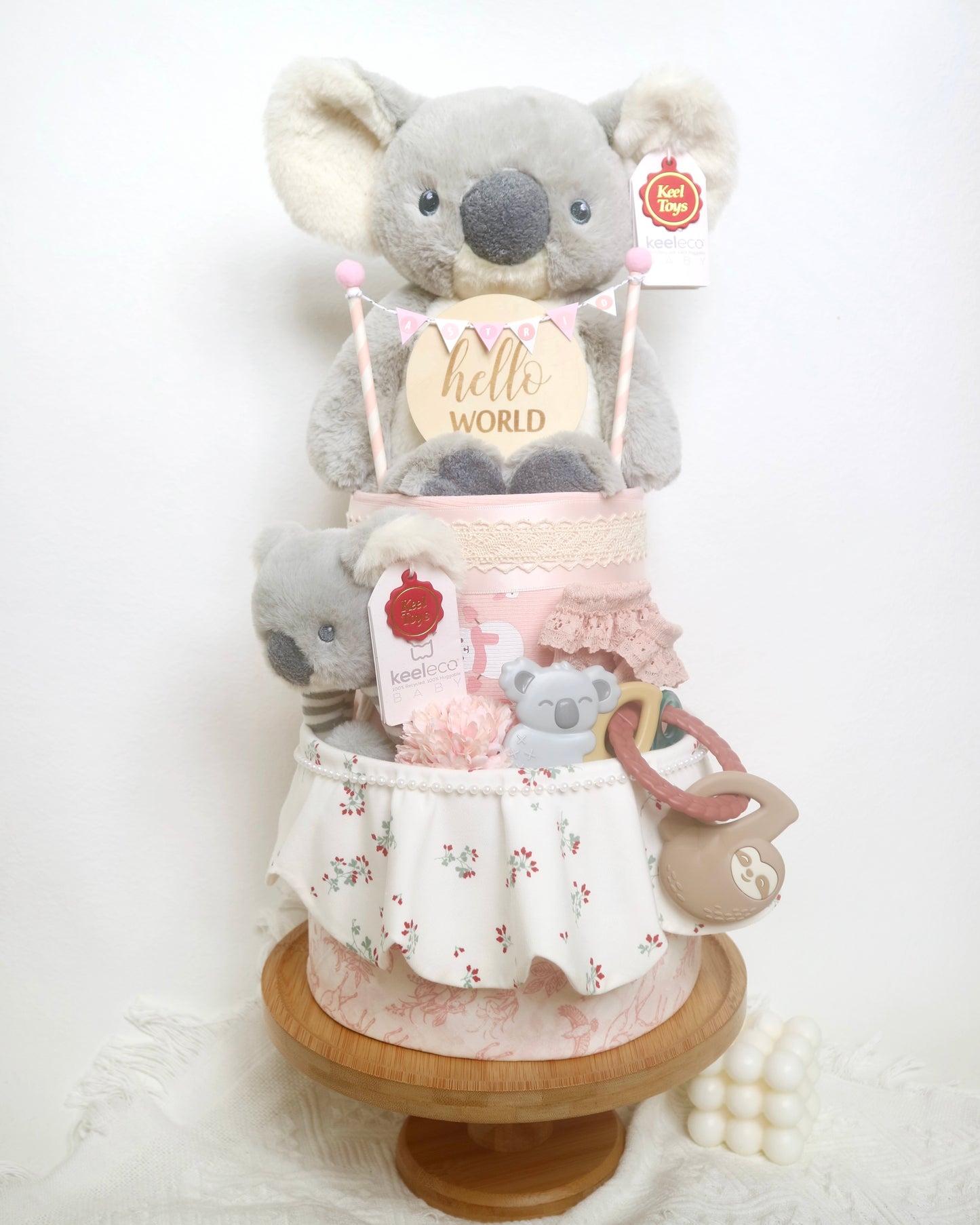 Keel Toys 樹熊雙層尿片蛋糕 (粉紅色) Keel Toys Koala Two-Tier Diaper Cake (Pink)