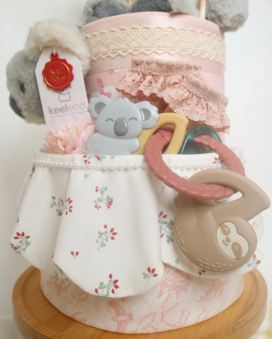 Keel Toys 樹熊雙層尿片蛋糕 (粉紅色) Keel Toys Koala Two-Tier Diaper Cake (Pink)