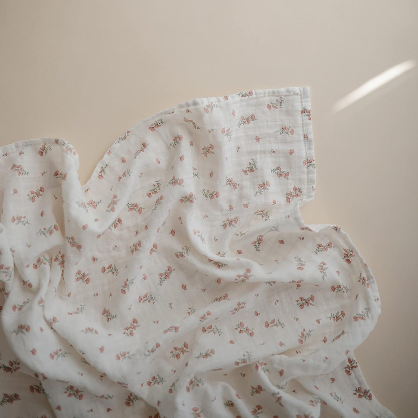 Mushie - 有機純棉包巾 Organic Cotton Muslin Swaddle Blanket (Pink Flowers)