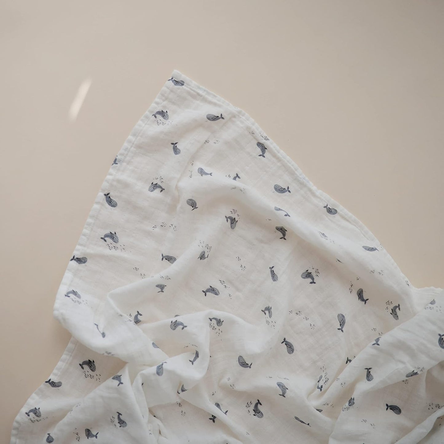Mushie - 有機純棉包巾 Organic Cotton Muslin Swaddle Blanket (Whales)