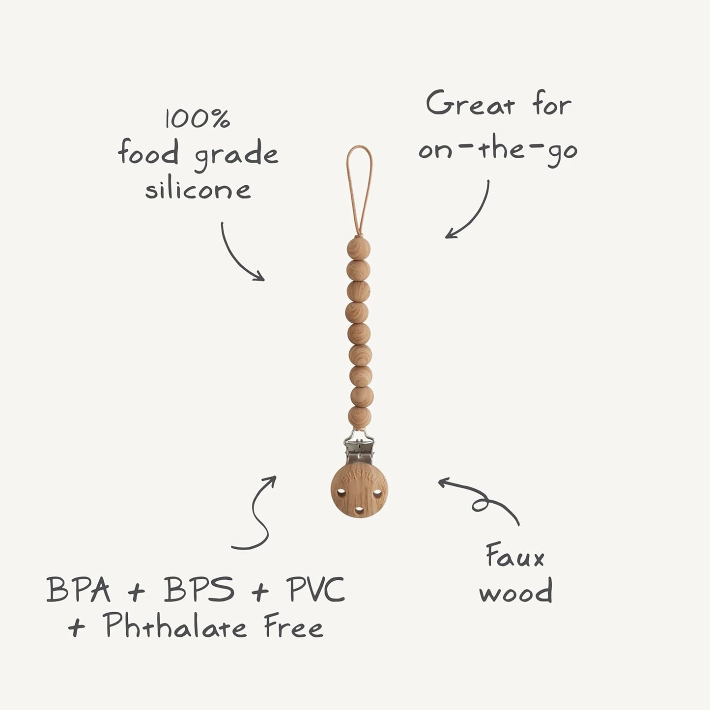 Mushie - 矽膠嬰兒奶嘴夾 Silicone Pacifier Clip | Eva (Cloud)