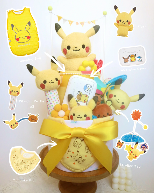 Monpoke比卡超雙層尿片蛋糕 Monpoke Pikachu Two-Tier Diaper Cake