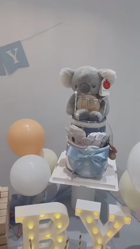 Keel Toys 樹熊雙層尿片蛋糕 (藍色) Keel Toys Koala Two-Tier Diaper Cake (Blue)